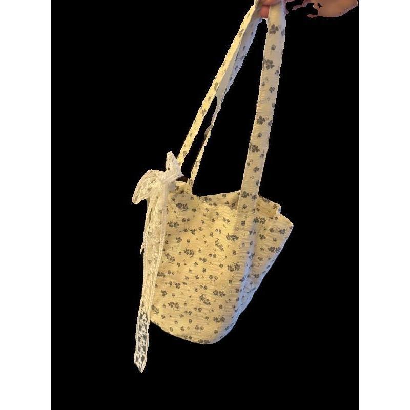 2024 New French Style Floral Canvas Shoulder Bag for Women Large Capacity