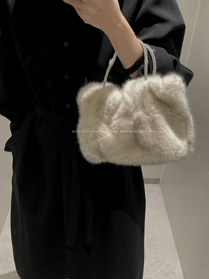Winter Soft Cloud Handbag with Diamond Accents - Image 3