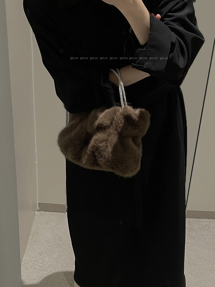 Winter Soft Cloud Handbag with Diamond Accents - Image 4