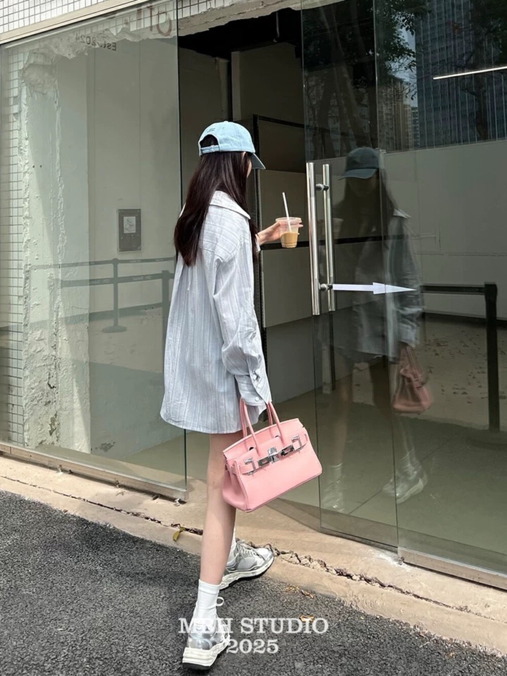 MBH Top Grain Leather Horizontal 30 Inch Silver Buckle Birkin Bag Lychee Pattern Fashion Genuine Leather Handbag - Image 2