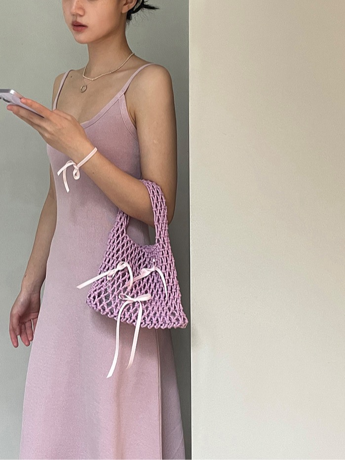 Colorful Bow Handmade Woven Bag Spring 2025 - Image 3