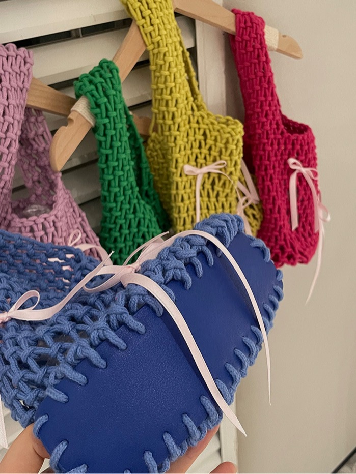 Colorful Bow Handmade Woven Bag Spring 2025 - Image 4
