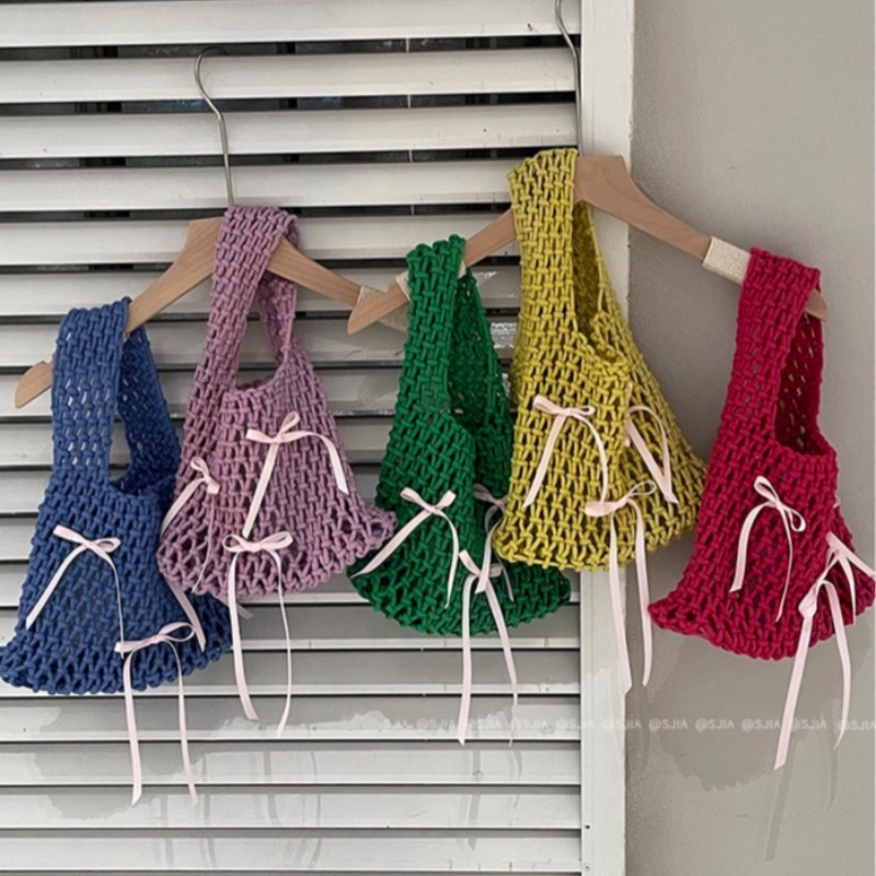 Colorful Bow Handmade Woven Bag Spring 2025 - Image 5
