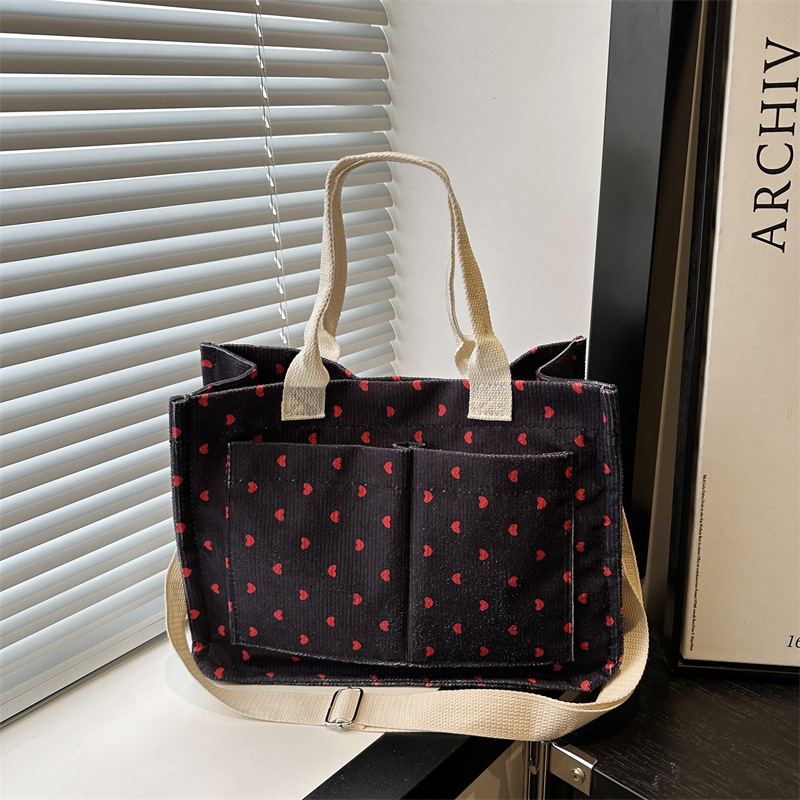 2025 New Printed Large Capacity Multi Pocket Tote Bag Casual Minimalist Crossbody Shoulder Bag