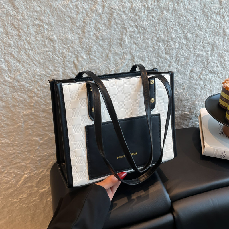 Large Capacity Color Block Tote Handbag for Women 2025 Casual Shoulder Bag