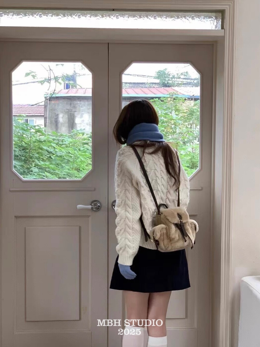 MBH 2025 New Winter Fashion Versatile Wool Pocket Backpack Sweet Casual Mini Double Shoulder Bag