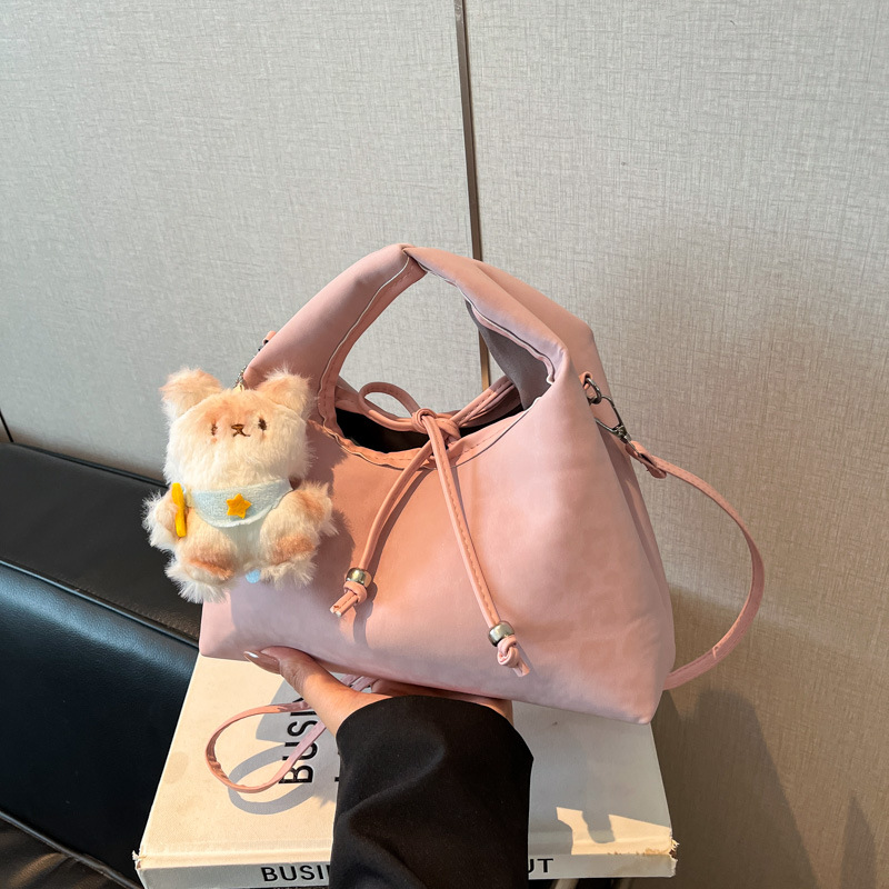 Korean Retro Style Handbag Women 2025 Autumn Leopard Bow Crossbody Dumpling Bag