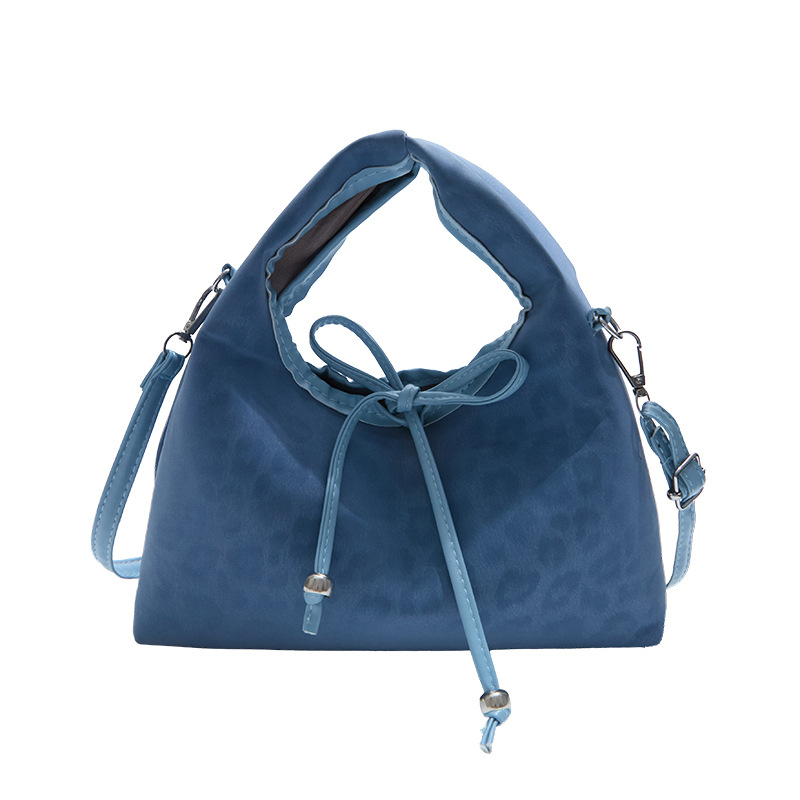 Korean Retro Style Handbag Women 2025 Autumn Leopard Bow Crossbody Dumpling Bag - Image 5